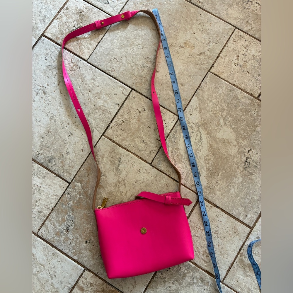 J Crew Hot Pink Leather Cross Body - Picture 5 of 7